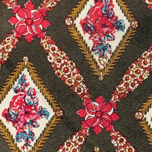 VALENTINO Brown Red Beige Framed Floral Silk Tie - Picture 2 of 5